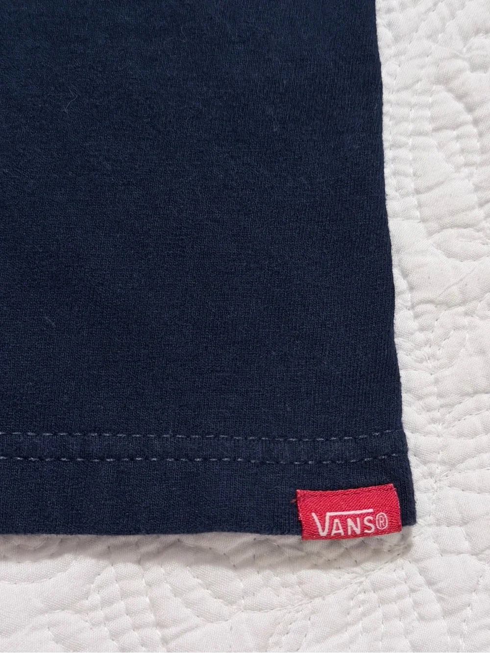 Vans | Off The Wall Classic Script Logo T-Shirt | Size Small | Navy